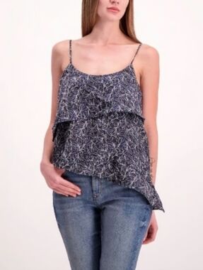 LIKELY "Charlton" Asymmetrical Ruffle Tank Top Shirt Women's Size Small